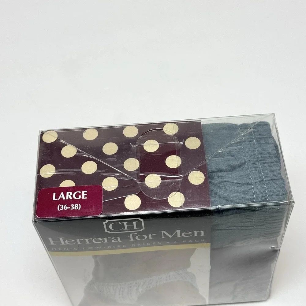 Herrera For Men Vintage Low Rise Briefs Underwear Large NOS 100% Cotton 6-pack
